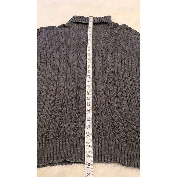 Amazon Essentials Sweater Women Large Gray Cotton Cable Knit Turtleneck Pullover - Picture 6 of 10